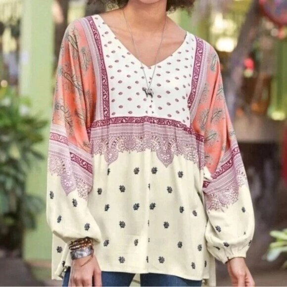 Sundance Tunic Blouse NWOT Poetic Mood Long Sleeve 100% Rayon Made in India Size - Picture 6 of 6